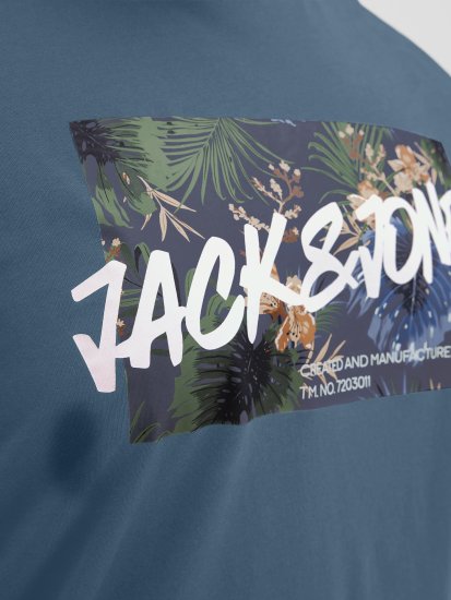 Jack & Jones Hawaii Shape Crew Neck T-Shirt Blue - T-shirts - T-shirts Homme Grande Taille