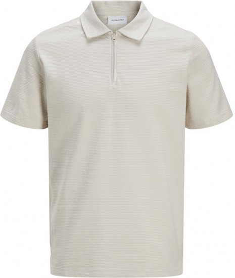 Jack & Jones Benja Short Sleeve Zip Polo Grey - Polos - Polos homme grande taille