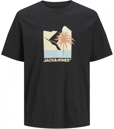 Jack & Jones Barbados Graphic Crew Neck T-Shirt Black - T-shirts - T-shirts Homme Grande Taille