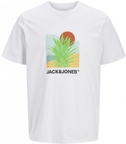 Jack & Jones Barbados Graphic Crew Neck T-Shirt White - T-shirts - T-shirts Homme Grande Taille