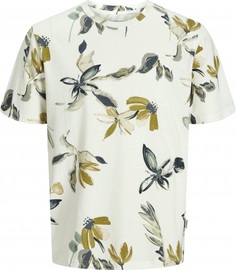 Jack & Jones Varenna AOP Crew Neck T-Shirt White - T-shirts - T-shirts Homme Grande Taille