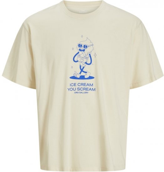 Jack & Jones Unexpect Crew Neck T-Shirt Antique White - T-shirts - T-shirts Homme Grande Taille