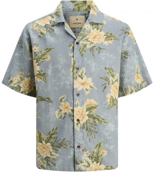 Jack & Jones Vincent Resort Print Relaxed Fit Shirt Coronet Blue - Chemises - Chemises Grandes Tailles Hommes