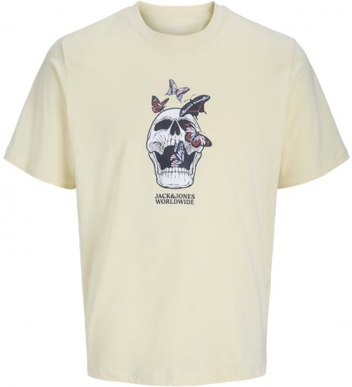 Jack & Jones Skull Coast Crew Neck T-Shirt Light Yellow - T-shirts - T-shirts Homme Grande Taille
