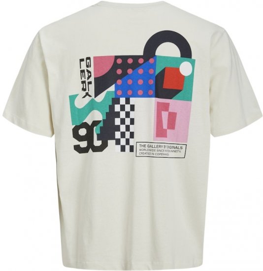 Jack & Jones Fold Crew Neck T-Shirt Antique White - T-shirts - T-shirts Homme Grande Taille