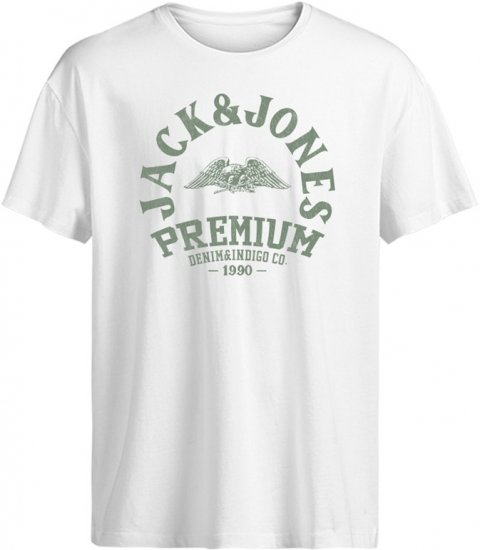 Jack & Jones Blurobar Crew Neck T-Shirt White - T-shirts - T-shirts Homme Grande Taille