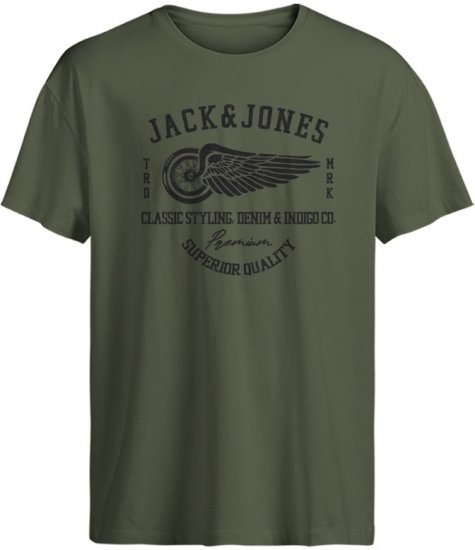 Jack & Jones Blurobar Crew Neck T-Shirt Green - T-shirts - T-shirts Homme Grande Taille