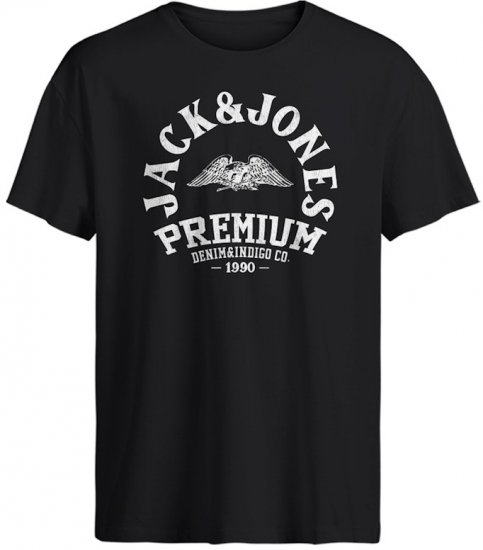 Jack & Jones Blurobar Crew Neck T-Shirt Black Beauty - T-shirts - T-shirts Homme Grande Taille