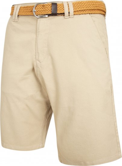Kam Jeans 3402 Belted Dobby Weave Stretch Chino Shorts Beige - Shorts - Shorts hommes grande taille