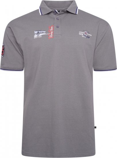 Kam Jeans 5512 1985 Racing Team Polo Shadow Grey - Polos - Polos homme grande taille