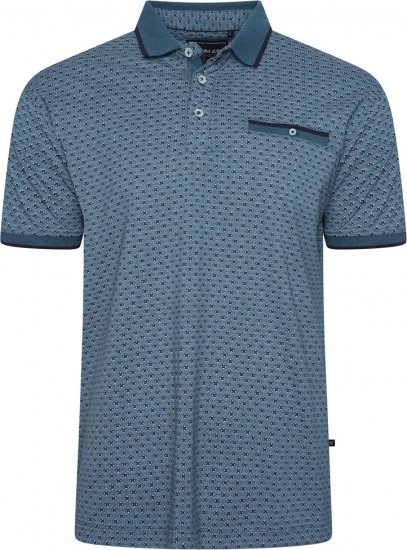 Kam Jeans 5517 Geo-Print Polo Blue - Polos - Polos homme grande taille