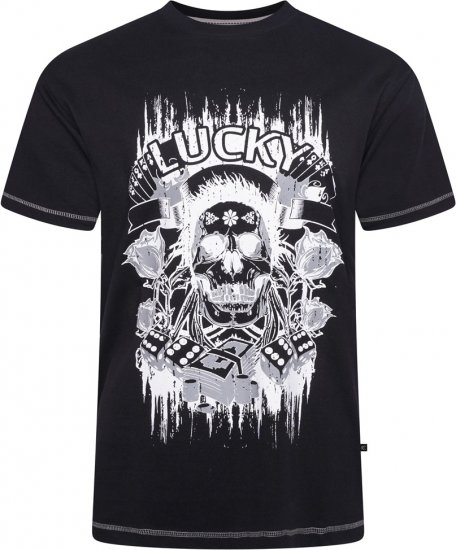 Kam Jeans 5770 Lucky Skull T-Shirt Black - T-shirts - T-shirts Homme Grande Taille