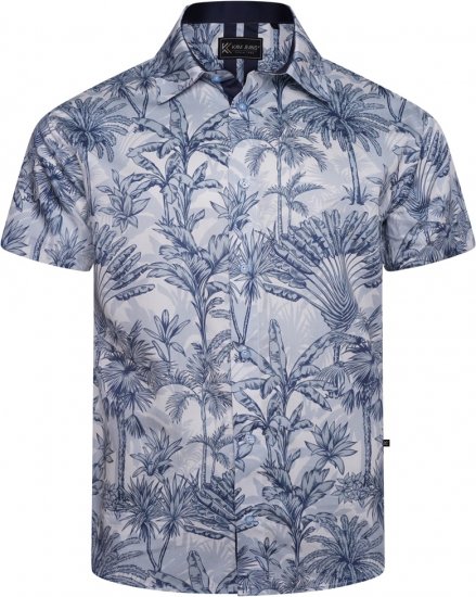 Kam Jeans 6063 Summer Print Short Sleeve Shirt Blue - Chemises - Chemises Grandes Tailles Hommes