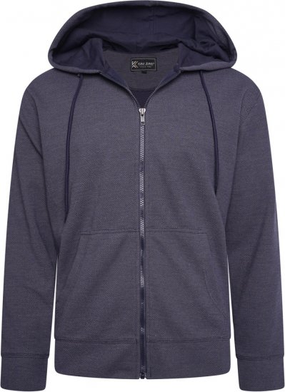 Kam Jeans 7078 Textured Interlock Hoody Indigo - Sweatshirts & hoodies - Sweatshirts/Hoodies grande taille homme