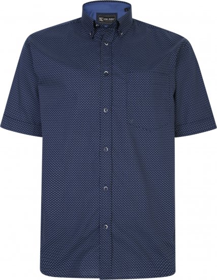 Kam Jeans P018 Premium SS Dobby Print Short Sleeve Shirt Navy - Chemises - Chemises Grandes Tailles Hommes