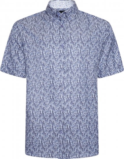 Kam Jeans P032 Premium Floral Short Sleeve Shirt Blue - Chemises - Chemises Grandes Tailles Hommes
