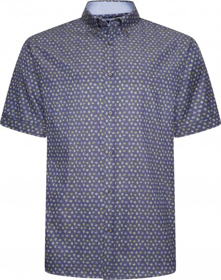 Kam Jeans P033 Premium Floral Print Short Sleeve Shirt Navy - Chemises - Chemises Grandes Tailles Hommes