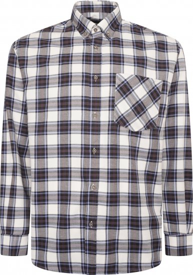 Kam Jeans P039 Premium Cotton Check Long Sleeve Shirt Navy - Chemises - Chemises Grandes Tailles Hommes