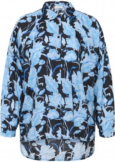 Kaffe Curve Sasja Chemise à manches longues Blue Snake Flower - Blouses et tuniques - 