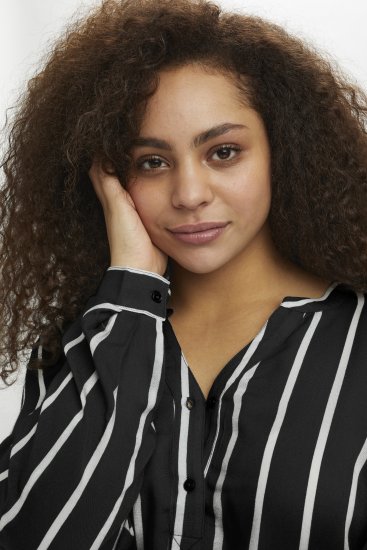 Kaffe Curve Sida Blouse Noir/Craie Rayée - Blouses et tuniques - 