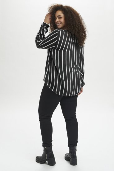 Kaffe Curve Sida Blouse Noir/Craie Rayée - Blouses et tuniques - 