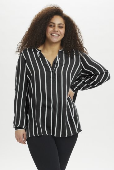 Kaffe Curve Sida Blouse Noir/Craie Rayée - Blouses et tuniques - 