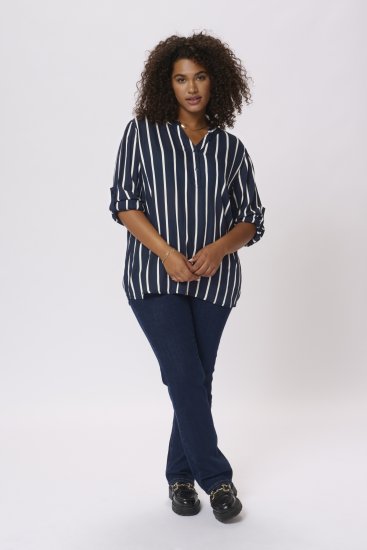 Kaffe Curve Sida Blouse Midnight/Craie Rayée - Blouses et tuniques - 