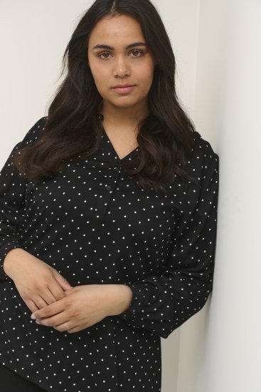 Kaffe Curve Joy Blouse Noir/Blanc À Pois - Blouses et tuniques - 