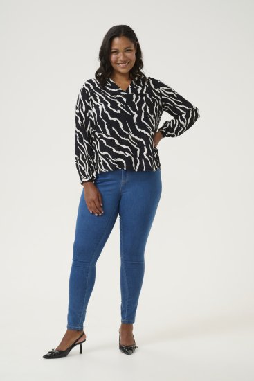 Kaffe Curve Mirta Tilly Blouse Noir/Antique Imprimé Zèbre - Blouses et tuniques - 