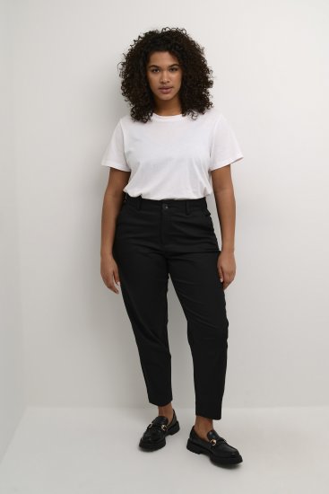 Kaffe Curve Leana Pantalon Chino 7/8 Noir Profond - Jeans & Pantalons Femme Grandes Tailles – Plus Size - 