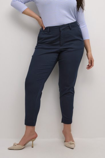 Kaffe Curve Leana Pantalon Chino 7/8 Bleu Marine Minuit - Jeans & Pantalons Femme Grandes Tailles – Plus Size - 