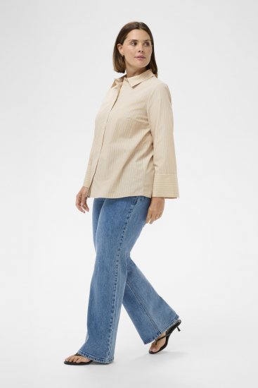 Kaffe Curve Josa Shirt Feather Grey Stripe - Chemisiers - 