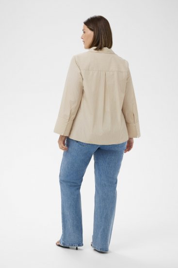 Kaffe Curve Josa Shirt Feather Grey Stripe - Chemisiers - 