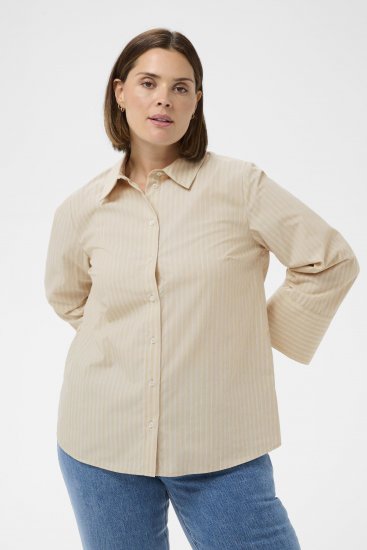 Kaffe Curve Josa Shirt Feather Grey Stripe - Chemisiers - 