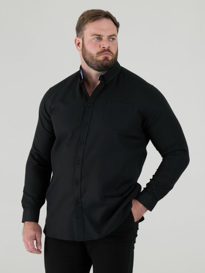 D555 Richard Chemise Oxford Manches Longues TALL Noire - TALL chemises - 
