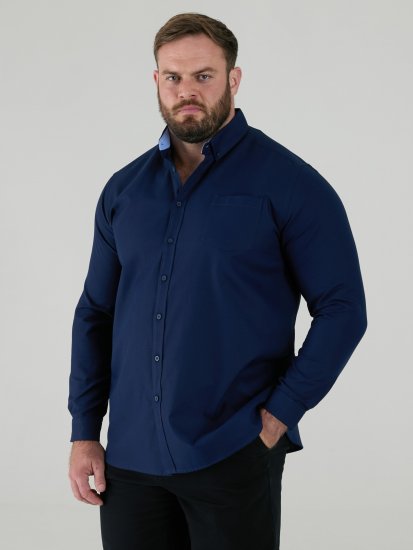 D555 Richard Chemise Oxford Manches Longues TALL Bleu Marine - TALL chemises - 