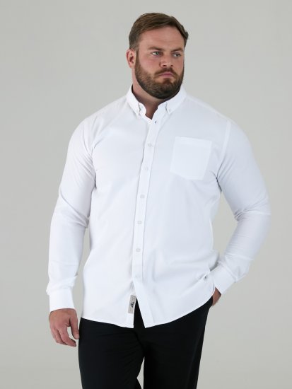 D555 Richard Chemise Oxford Manches Longues TALL Blanche - TALL chemises - 