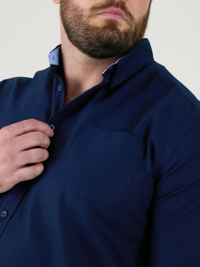 D555 Richard Chemise Oxford Manches Longues TALL Bleu Marine - TALL chemises - 