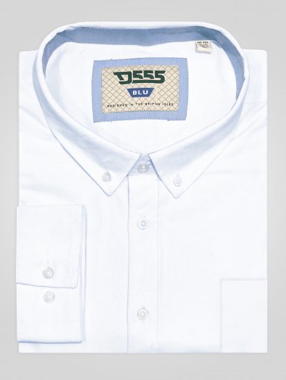D555 Richard Chemise Oxford Manches Longues TALL Blanche - TALL chemises - 