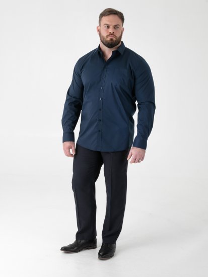 D555 Oliver Chemise Stretch Manches Longues Anti-Taches Sans Repassage Bleu Marine - Chemises - Chemises Grandes Tailles Hommes