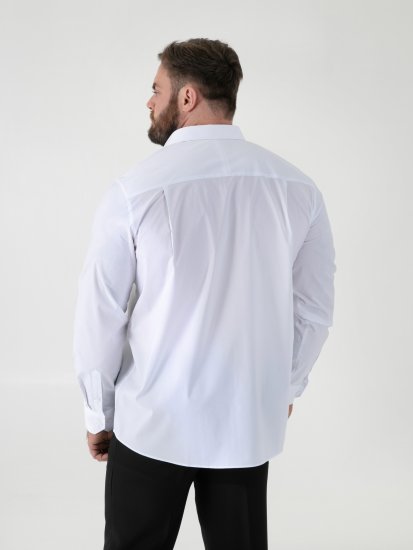 D555 Oliver Chemise Stretch Manches Longues Anti-Taches Sans Repassage Blanche - Chemises - Chemises Grandes Tailles Hommes