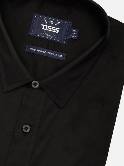 D555 Oliver Chemise Stretch Manches Longues Anti-Taches Sans Repassage Noire - Chemises - Chemises Grandes Tailles Hommes