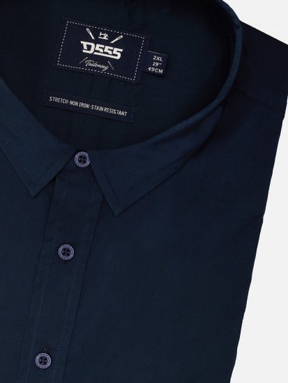D555 Oliver Chemise Stretch Manches Longues Anti-Taches Sans Repassage Bleu Marine - Chemises - Chemises Grandes Tailles Hommes