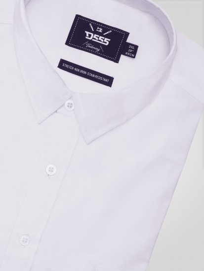 D555 Oliver Chemise Stretch Manches Longues Anti-Taches Sans Repassage Blanche - Chemises - Chemises Grandes Tailles Hommes