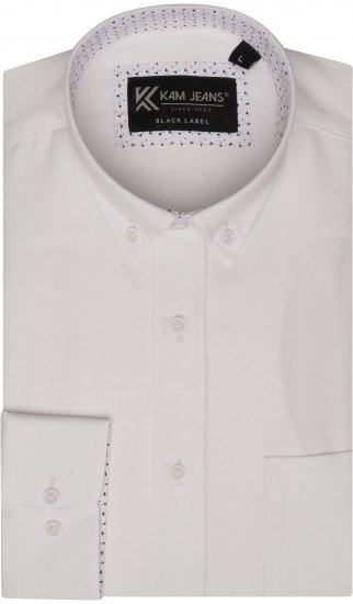 Kam Jeans P020 Premium Long sleeve Oxford Shirt White - Chemises - Chemises Grandes Tailles Hommes