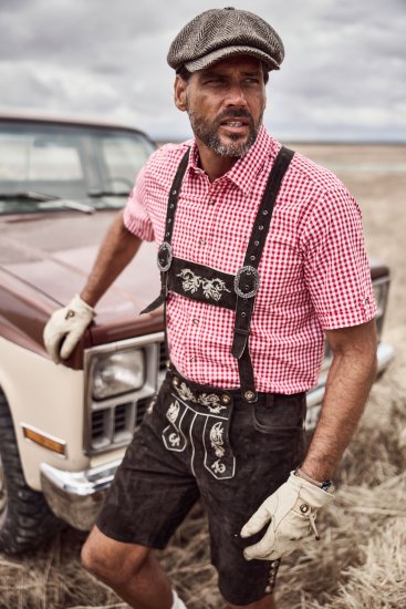 JP1880 Shirt Traditional Checked Short Sleeve Red - Chemises - Chemises Grandes Tailles Hommes