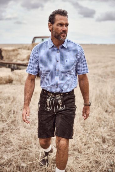 JP1880 Short Sleeve Check Print Traditional Shirt Blue - Chemises - Chemises Grandes Tailles Hommes