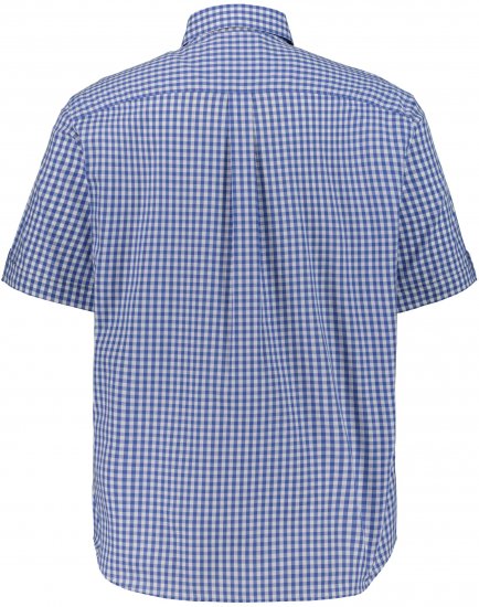 JP1880 Short Sleeve Check Print Traditional Shirt Blue - Chemises - Chemises Grandes Tailles Hommes
