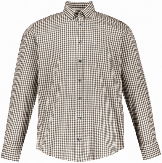 JP1880 Long Sleeve Check Print Traditional Shirt Brown - Chemises - Chemises Grandes Tailles Hommes