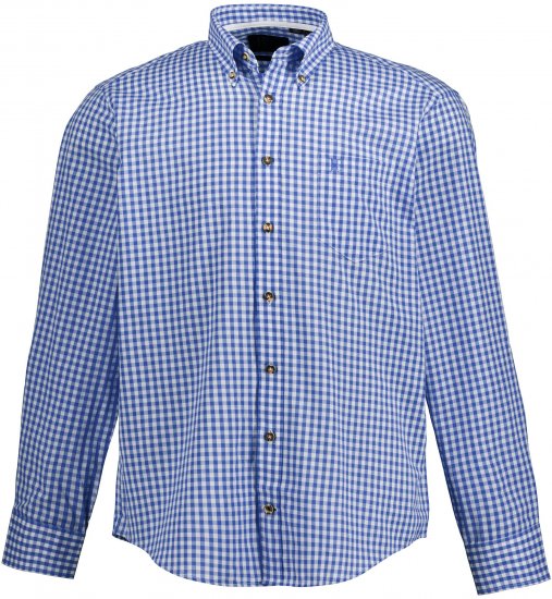 JP1880 Shirt Traditional Checked Long Sleeve Blue - Chemises - Chemises Grandes Tailles Hommes